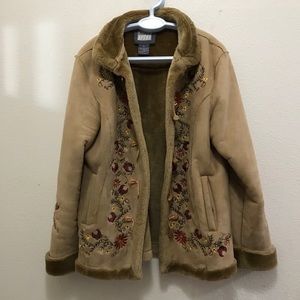 Bill Blass exquisitely embroidered faux fur coat